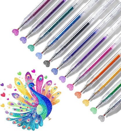12 Colors Retractable Sparkle Glitter Gel Pens, 1mm Fine Point Refillable Metallic Gel Pens Sets for Kids Adult Coloring, Cards Making, Journaling, Highlighting, Art Projects, Gift for Christmas