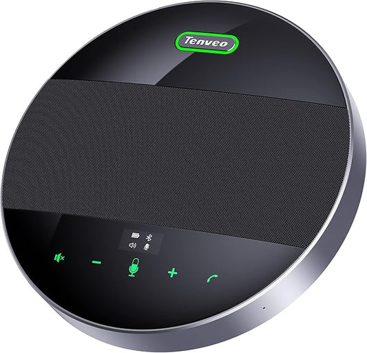 Tenveo MagiCall Conference Speaker with Microphone, Bluetooth/Wireless/USB omnidirectional Speakerphone Noise Cancelling Conference Call 360 Pickup for 10~15 People Online Meeting