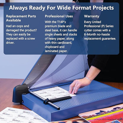 United Office Products T18P Professional Guillotine Paper Trimmer, Sturdy Metal Base, 18" Cut Length, 40 Sheet Capacity, Paper Cutter for Offices, Schools and Crafts