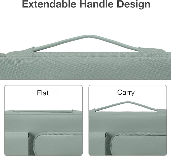 MOSISO 360 Protective Laptop Case 14 inch, Laptop Sleeve Compatible with HP Lenovo Dell ASUS Acer, HP Stream, Dell Latitude, Lenovo IdeaPad,Side Open Bag with 2 Raised&1 Flapover Pockets,Antique Green