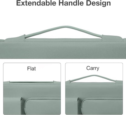 MOSISO 360 Protective Laptop Case 14 inch, Laptop Sleeve Compatible with HP Lenovo Dell ASUS Acer, HP Stream, Dell Latitude, Lenovo IdeaPad,Side Open Bag with 2 Raised&1 Flapover Pockets,Antique Green