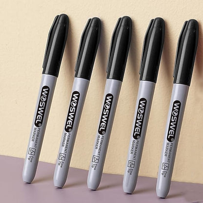 Permanent Markers Bulk 200 Pack — Black Fine Tip Waterproof Markers