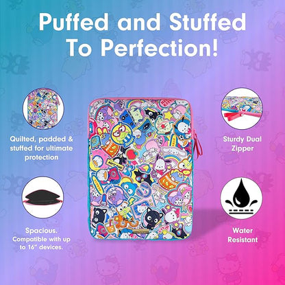 Sonix x Sanrio | Puffy Laptop Sleeve | 15-16 Inch, Quilted Pillow Puffer Laptop Carrying Case, Computer Sleeve | Hello Kitty & Friends Stickers