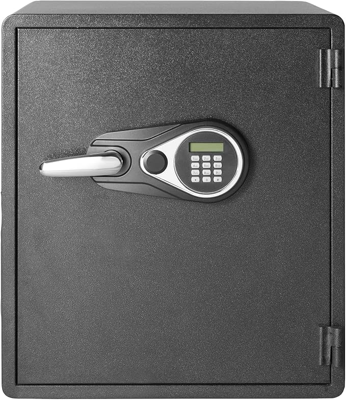 Amazon Basics Fireproof Safe and Waterproof Safe Box with Digital Electronic Lock, for Home Use, 2.13 Cubic Feet, 24"Hx20.87"Wx19"D, Black