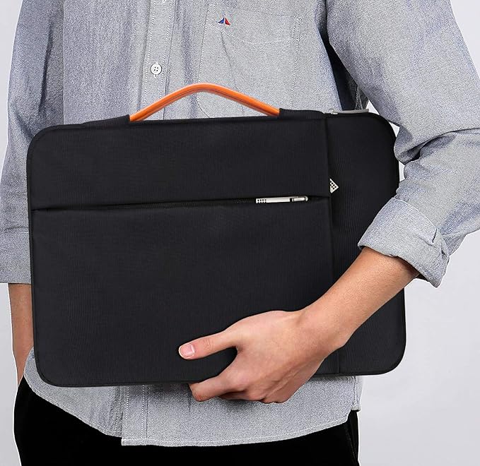 Lacdo 360° Protective 15-15.6 Inch Laptop Sleeve Case for Acer HP Lenovo Dell ASUS Laptop, Acer Aspire 15, HP Pavilion 15, Dell Inspiron 15, Lenovo IdeaPad 15, ASUS ZenBook 15 Computer Bag, Black