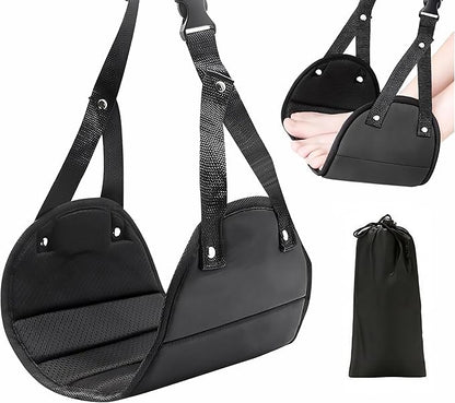Foot Hammock for Aircraft Travel Car, with Storage Bag, Adjustable Portable Foldable Footrest Leg Rest, Removable Mat for Men and Women, Desktop Hammock Support for Travel, Cars and Home