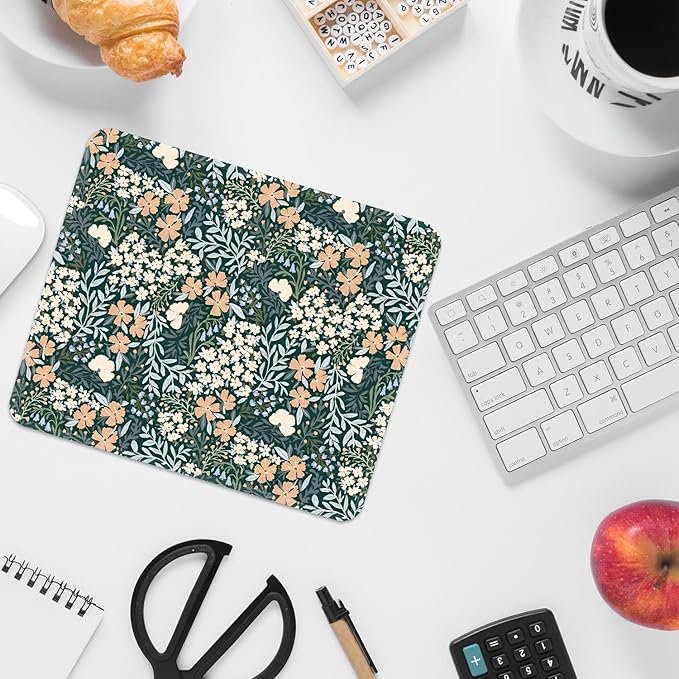 Square Mouse Pad with Stitched Edge, Premium Mousepad Washable Cloth. Computer Mouse Pad with Non-Slip Rubber Base, Mouse Pads for Computers Laptop Mouse 9.25x7.75x0.12 inch-Vintage Garden-2 Pack