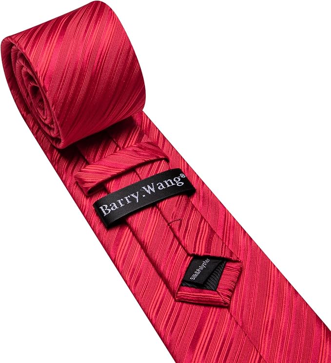 Barry.Wang Tie Sets for Men Silk Solid Necktie Stain Ties Handkerchief Pocket Square Cufflinks Wedding Business Dyed