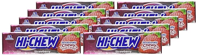 Hi-Chew Sensationally Chewy Japanese Fruit Candy, Strawberry, 1.76 Ounce (Pack of 10)