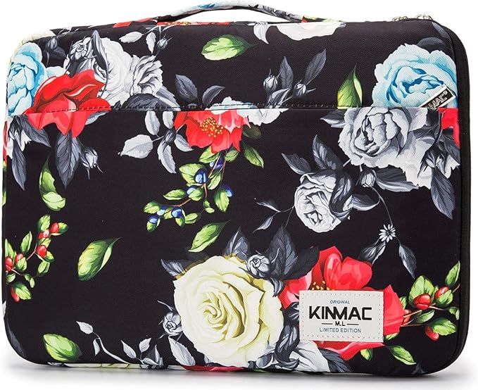 Kinmac 360° Protective Laptop Sleeve Case Bag Cover with Handle for MacBook Air 15 inch, and 15 inch-15.6 inch HP,Lenovo,Dell,ASUS,Acer Notebook Computer (Colorful Rose)