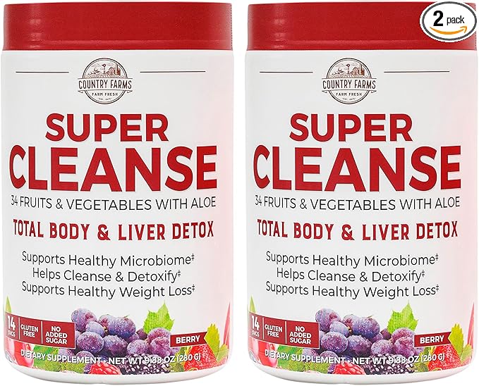 COUNTRY FARMS Super Cleanse, Super Juice Cleanse, Supports Healthy Digestive System, 34 Fruits and Vegetables, Promotes Natural Detoxification, Promote Healthy Weight Management, 28 Servings