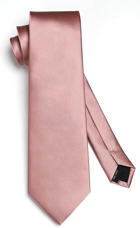 HISDERN Mens Solid Color Ties Formal Satin Necktie and Pocket Square Set Classic Wedding Business Tie & Handkerchief