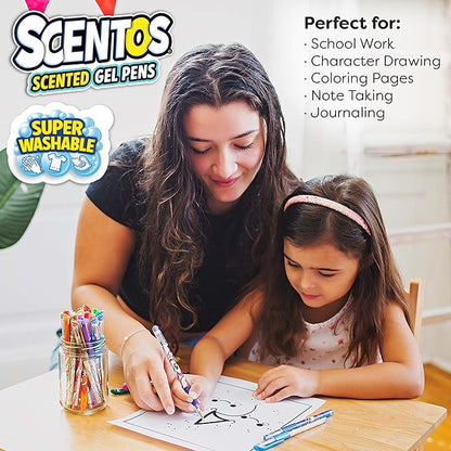 Scentos Scented Gel Pens for Kids - Assorted Colorful Pens - Fine Point Gel Pen Set - For Ages 3 and Up - 24 Count