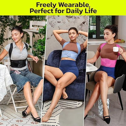 Posture Corrector for Women - Lightweight and Breathable Back Brace for Pain Relief, Rounded Shoulders and Hunchback, Compact & Portable with Fashionable Design, Invisible Under Clothes Blue S