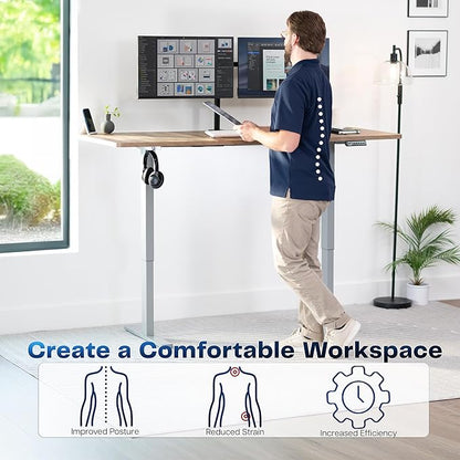 VIVO Electric 71 x 30 in Standing Desk, Memory Height Adjustment, 1B Series, Reclaimed Wood Top Gray Frame, DESK-KIT-1G7P