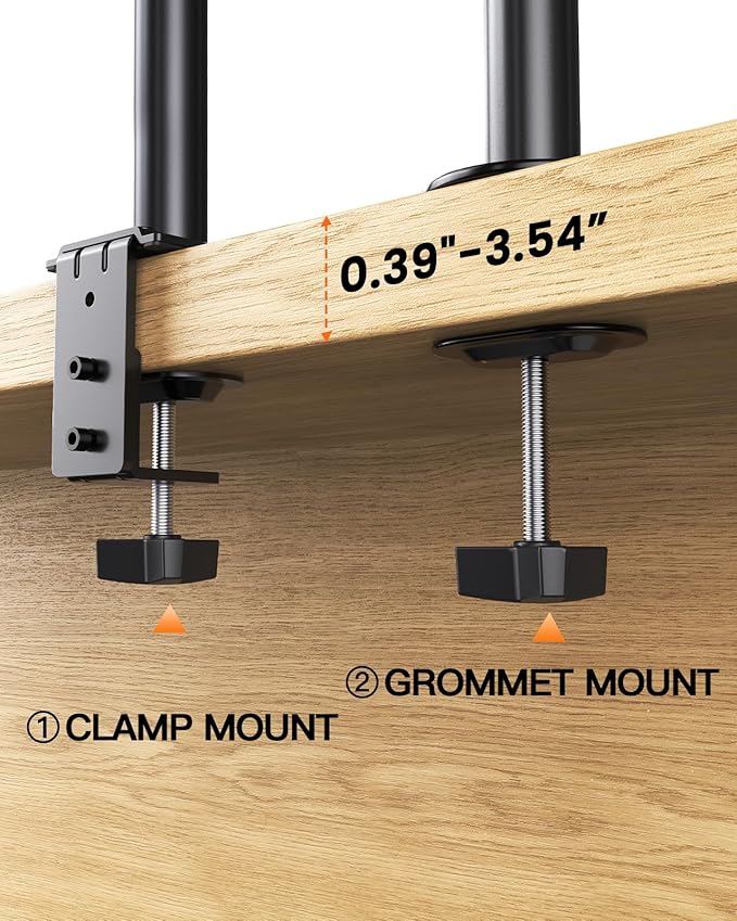 Ergear Monitor Mount for Most 13-32" Computer Screens up to 17.6lbs, Improved LCD LED Monitor Riser, Adjustable Height and Angle, Single Desk Mount Stand, Black, EGCM12