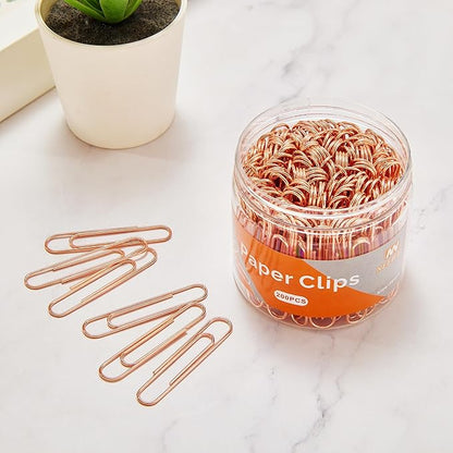 NEEWAY Rose Gold Paper Clips, 200 Count Large Size, 2 Inch Jumbo Paperclips, School and Office Supplies