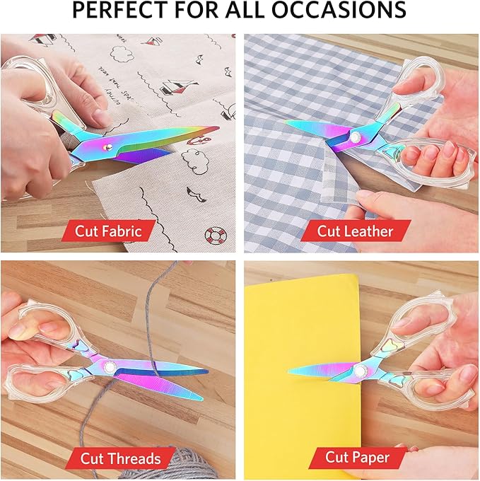 Acrylic Scissors, Sharp Colorful Titanium Blades with Ergonomic ABS Handle, Multi-Purpose Scissors Set of 4, Suitable for Sewing and Household