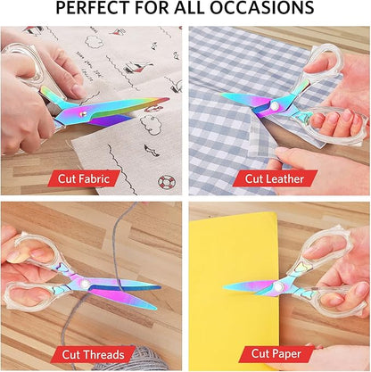 Acrylic Scissors, Sharp Colorful Titanium Blades with Ergonomic ABS Handle, Multi-Purpose Scissors Set of 4, Suitable for Sewing and Household