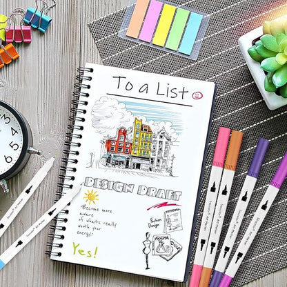 Soucolor Teacher Appreciation Gifts, College Graduation Gifts, 36 Colors Dual Tip Art Brush Markers Pens for Adult Coloring Books Kids Note taking Planner Lettering Drawing Preppy School Stuff
