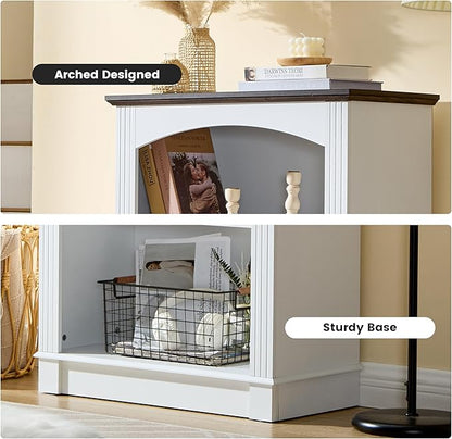 White Bookshelf, 3 Tier Bookcase and Kids Bookshelf, Small Storage Cabinet with Wooden Cube Storage Organizer, Modern Book Shelf for Bedroom Furniture, Living Room, Office, Toy Organizer Cabinet