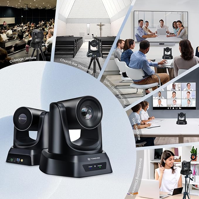 TONGVEO Wireless Conference Room Webcam, Church Live Streaming 10X USB 1080P 60fps PTZ Camera for Worship Services Online Conference, Works with Zoom, Skype OBS