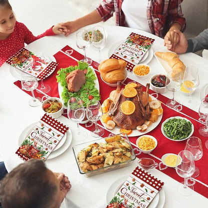 Karenhi 200 Pcs Christmas Gingerbread Napkins 2 Ply Red and White Buffalo Plaid Xmas Paper Napkins Disposable Hand Towel for Bathroom Decorative Napkin Paper Hand Towels Christmas Decorations