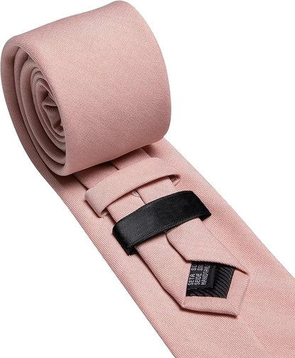 Barry.Wang Tie Sets for Men Silk Solid Necktie Stain Ties Handkerchief Pocket Square Cufflinks Wedding Business Dyed