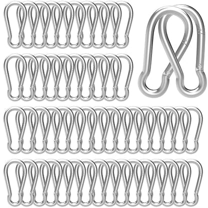 50PCS M8 Spring Snap Hook Carabiner, 3 Inch Carabiner Clip, 5/16" Silver Heavy Duty Galvanized Steel Spring Clip, Quick Link Key Chain for Swing Hammock Gym Outdoor, 500LBS Holding Capacity