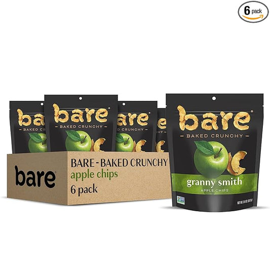 Bare Baked Crunchy Apple Chips, Granny Smith, Gluten Free, 3.4 Ounce Bag, 6 Count