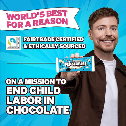 Feastables MrBeast Milk & Cookies Pack, King Size Milk Chocolate & Cookies & Creme Bars, 10 Each, Candy Bars for Adults & Kids as Snacks, Gifts, or Dessert, Fairtrade Cocoa, 2.1 Oz Each, 20 Count
