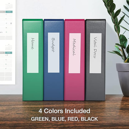 Oxford 3 Ring Binders, 2 Inch ONE-Touch Easy Open D Rings, 3-Sided View Binder Covers, Xtralife Hinge, Non-Stick, PVC-Free, Assorted Colors, 530-Sheet Capacity, 4 Pack (79912)
