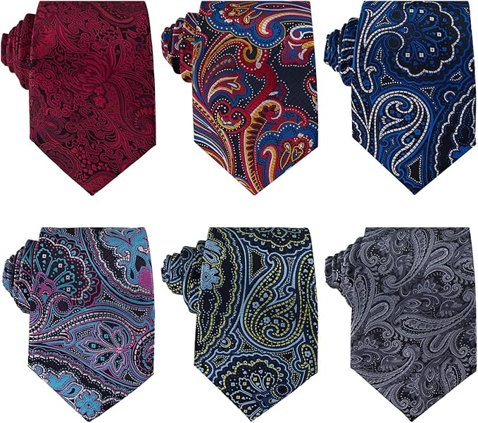 Adulove Men's Necktie Classic Silk Tie Woven Jacquard Neck Ties 6 PCS