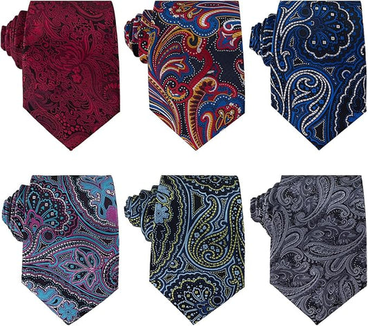Adulove Men's Necktie Classic Silk Tie Woven Jacquard Neck Ties 6 PCS