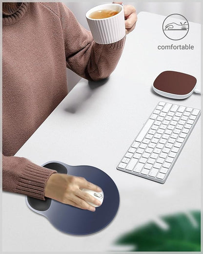 Ergonomic Mouse Pad with Wrist Rest, Large Mousepad(10.6'' x 9''), Wrist Support Mouse Mat with Non-Slip Base, Pain Relief for Laptop & Computer(Gradient Blue Black)