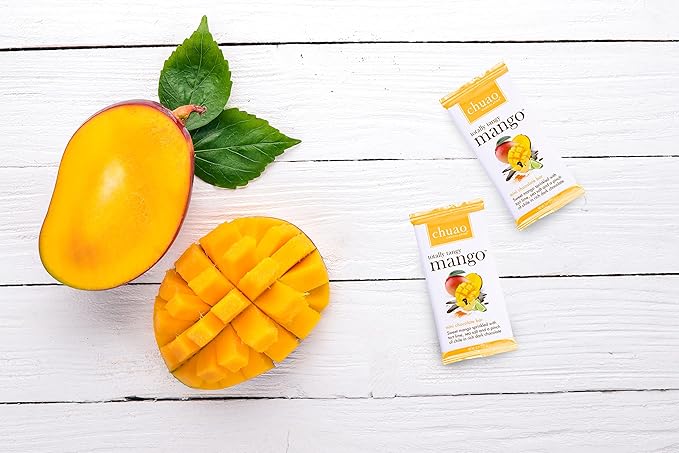 Chuao Chocolatier Totally Tangy Mango Dark Chocolate Mini Bars | Gourmet Chocolate Chile Lime Mango European No Preservatives | For Gift Baskets, Christmas, Valentines Day, Gifts for Women, Men, Birthday, Thank You, Care Package | 24 Pack