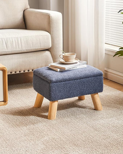 YMYNY Storage Ottoman, Footstool, Small Foot Stool with Sturdy Wood Legs Stool, Foot Rest with Padded Seat, for Living Room Bedroom Couch Enterway 15.75''D×11.81" W×11.02" H Blue UHBD042BU