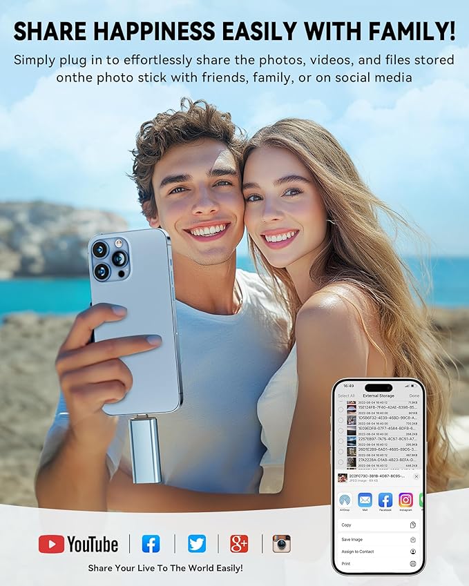 MFi Certified Flash Drive 512GB for iPhone Thumb Drive Photo Stick, High Speed USB Memory Stick iPhone Flash Drive for Photos Videos, External Storage Jump Drive for iPhone/iPad/Android/PC (Blue)