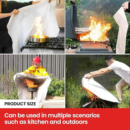 Fire Blanket - 4 Pack 40" x 40" Emergency Fire Blanket for Kitchen and Home,Fireplace,School,Warehouse,Grill