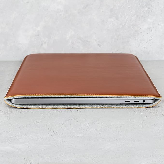 Casemade Real Leather Laptop Sleeve for MacBook Pro & Air Fits 13, 14, 15 & 16 Inch - Genuine Full Grain Leather with Soft Wool Lining (13 inch - Pro 2016-2023, Air M1/M2/M3/M4)