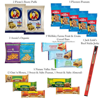 Foxy Fane 60-Count Holiday Gift Box - Assortment of 60 Healthy Snacks & Treats - Perfect Variety Pack for Back to School, Easter, Christmas & New Year’s - Great for Family, Friends, or Office Gifting