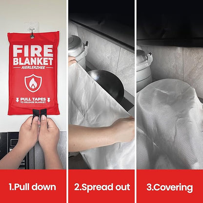Fire Blanket - 4 Pack 40" x 40" Emergency Fire Blanket for Kitchen and Home,Fireplace,School,Warehouse,Grill