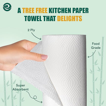 Eco Soul Bamboo Paper Towel Set Of 6 Rolls |150 Sheets Per Roll | Ultra Absorbent, Eco-Friendly, Sustainable, Food Safe Kitchen Paper Towel