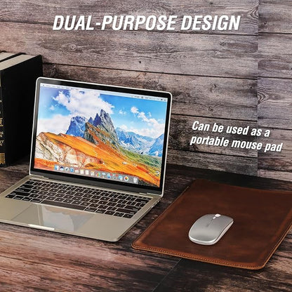 Top Grain Leather 13.3" Slim Laptop Sleeve Protector, Minimalist Vintage Design, Fully Handmade, Compatible with MacBook Pro 13.3" MacBook Air 2022 DELL XPS 13" & Other PC, Brown 13.3 Inch