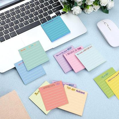 Yinder 24 Pcs Inspirational Sticky Notes Christmas Stocking Stuffers Motivational Sticky Notes Pad Employee Appreciation Gift Bulk for Teacher Nurse Coworker Office 3 x 3'' (Thankful,Light Color)