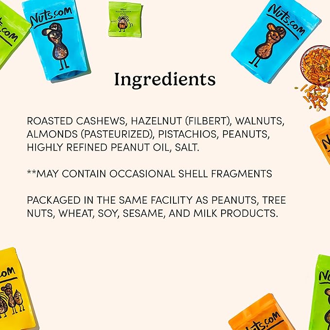 Nuts.com Nuts Assortment Tray – Mixed Nut Sampler Box for Fall, Thanksgiving and Festive Gifts – 2 lb Care Package Includes a Heart Healthy Variety of Cashews, Pecans, Pistachios & More