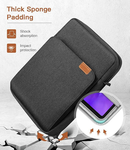MoKo 9-11 Inch Tablet Sleeve Bag Handle Carrying Case with Shoulder Strap Fits iPad Pro 11 inch,iPad 10th 10.9,iPad 9/8/7th Generation 10.2,iPad Air 5/4th 10.9,iPad 9.7,Tab S8/S9 11", Black & Gray