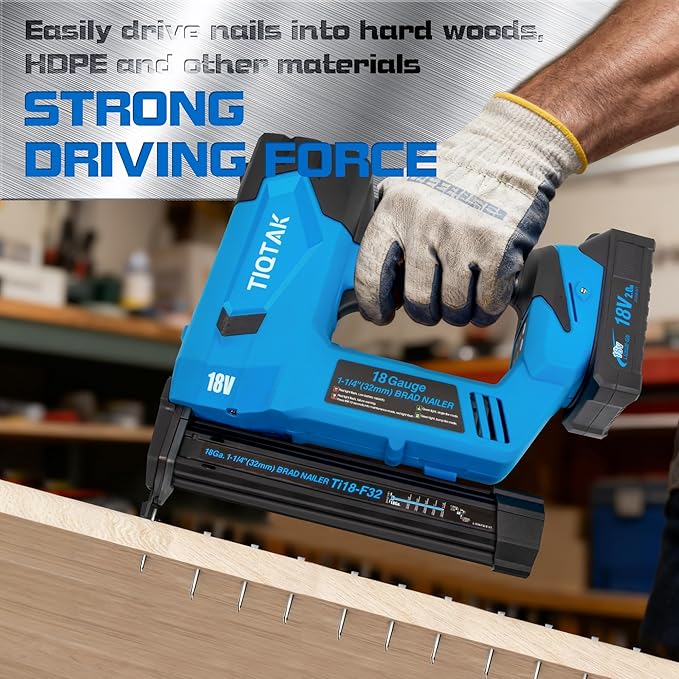 18GA Cordless Brad Nailer, Nail Gun Battery Powered, 3400 Nails per Charge, Electric Nail Gun Drives 3/8" to 1-1/4" Nails