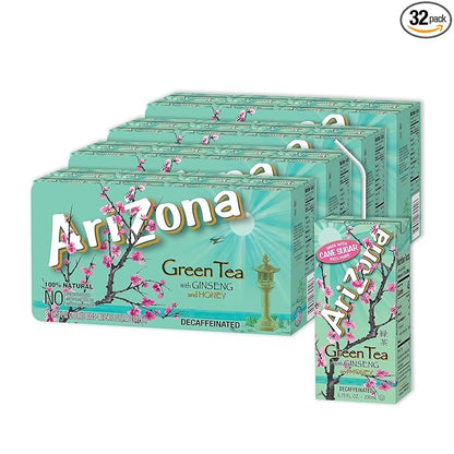 Arizona Green Tea with Ginseng and Honey, Tetra Box, 6.75 Fl Oz, Pack of 32