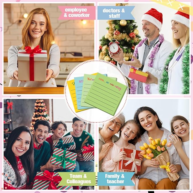 Yinder 24 Pcs Inspirational Sticky Notes Christmas Stocking Stuffers Motivational Sticky Notes Pad Employee Appreciation Gift Bulk for Teacher Nurse Coworker Office 3 x 3'' (Funny,Bright Color)
